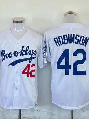Jackie Robinson #42 Brooklyn Dodgers Baseball Jersey White Stitched